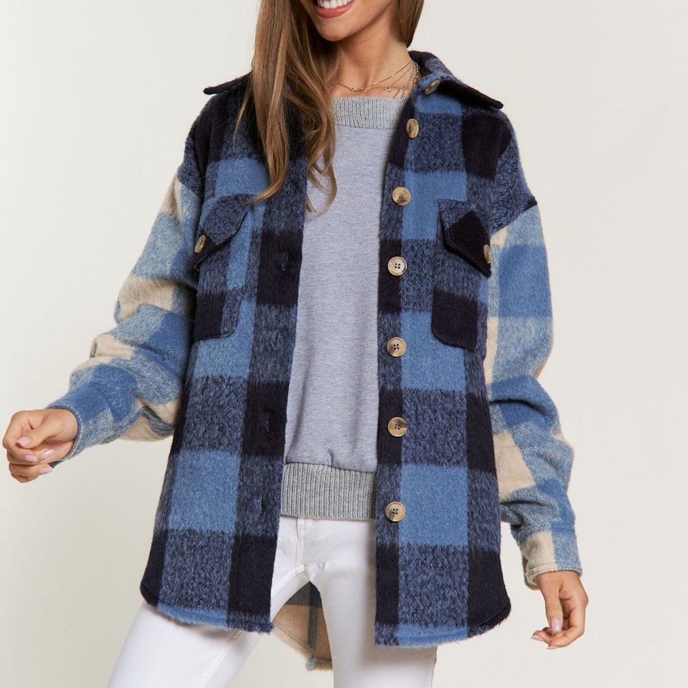 new LIMITED EDITION DAVI N DANI plaid shacket shirt jacket SM-3X western shabby